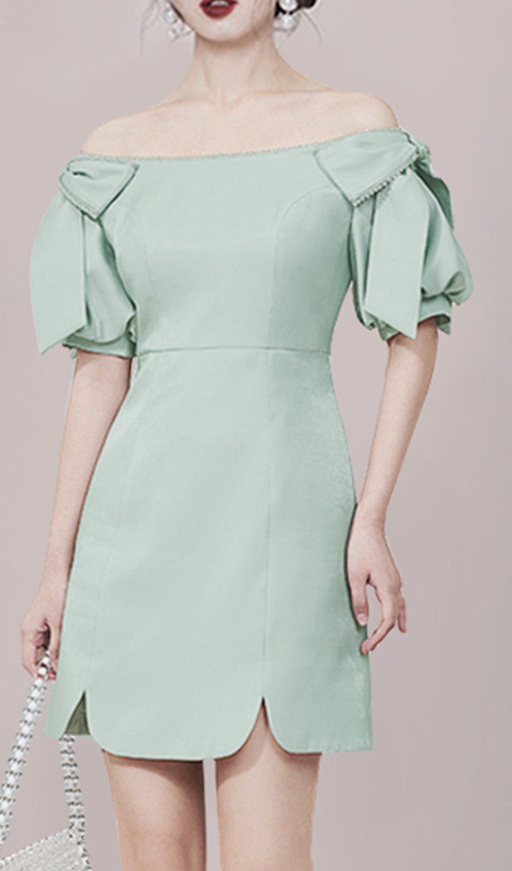 Fashionslee Women Donae Green Off-Shoulder Mini Dress