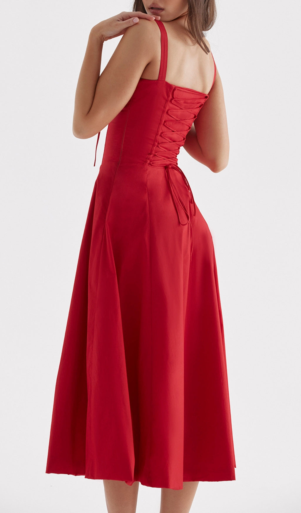 Fashionslee Women Red Rose Bustier Sundress