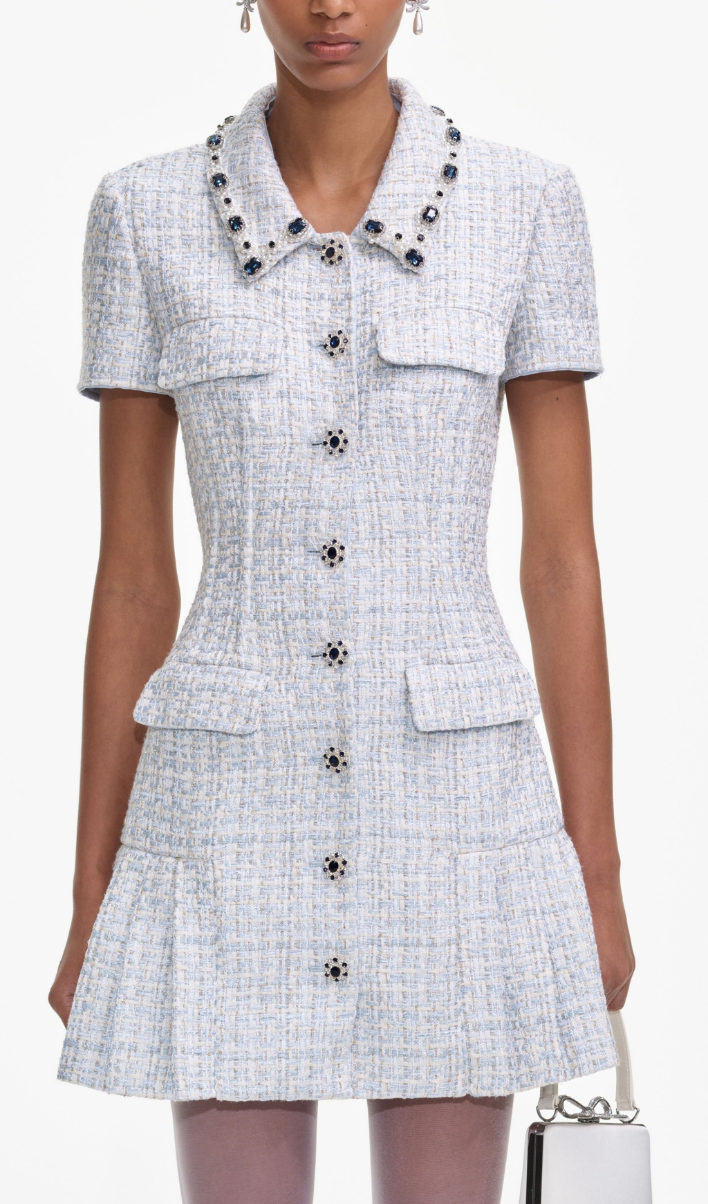 TRENDING BLUE BOUCLE MINI DRESS - OWNCI TRENDING BLUE BOUCLE MINI DRESS - OWNCI