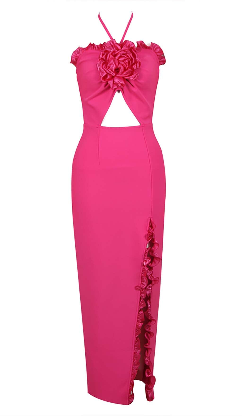 494b10a03f92fab0c05d5bcca54197d3.jpeg Fashionslee Women Floral Embellished Slit Midi Dress In Pink