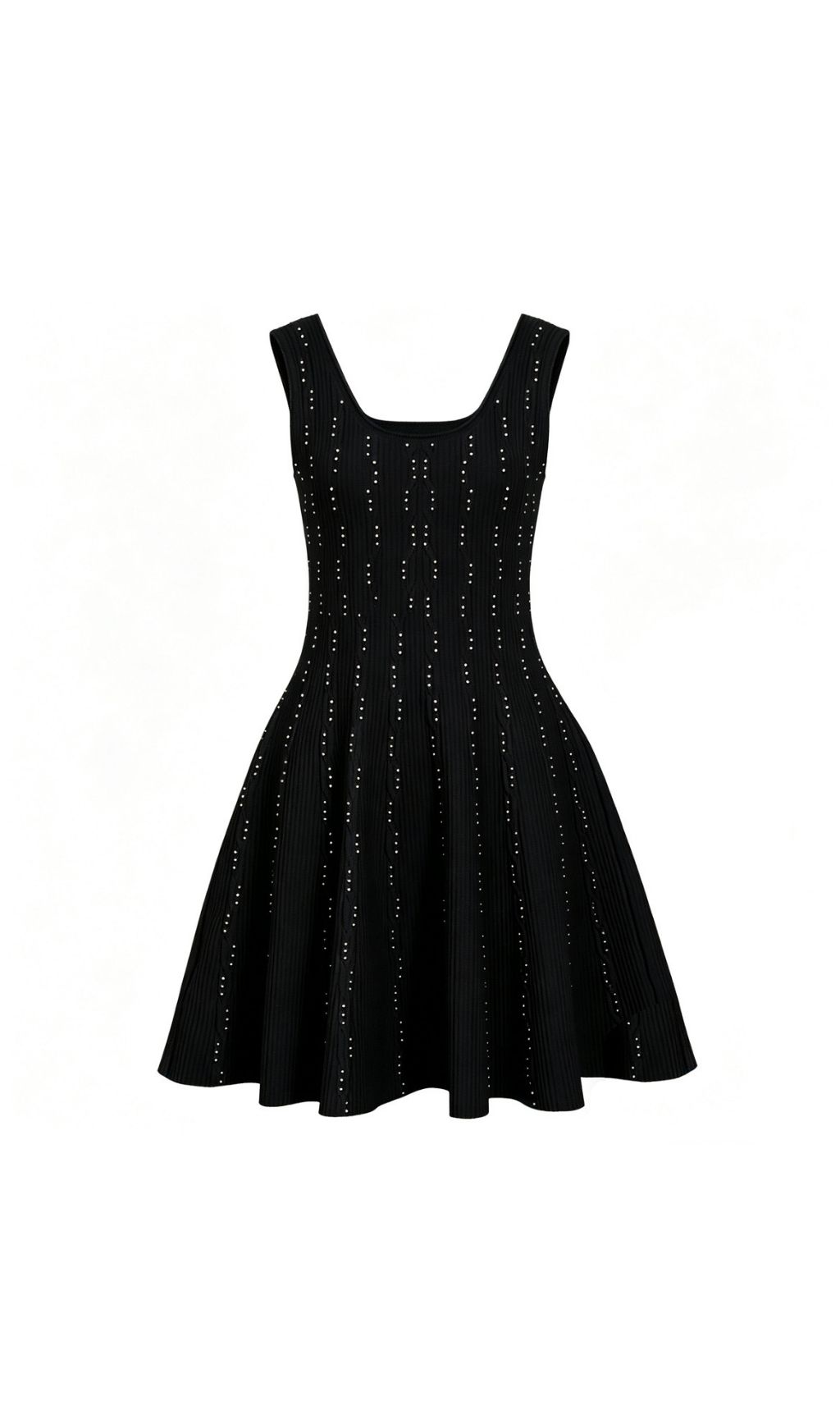 Fashionslee Women Kinneret Black Sleeveless Beaded Knit Mini Dress