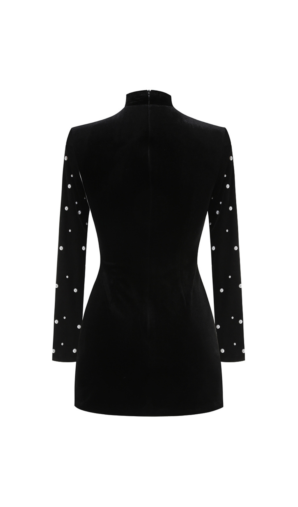 Fashionslee Women Carlena Black Pearl Long Sleeve Mini Dress