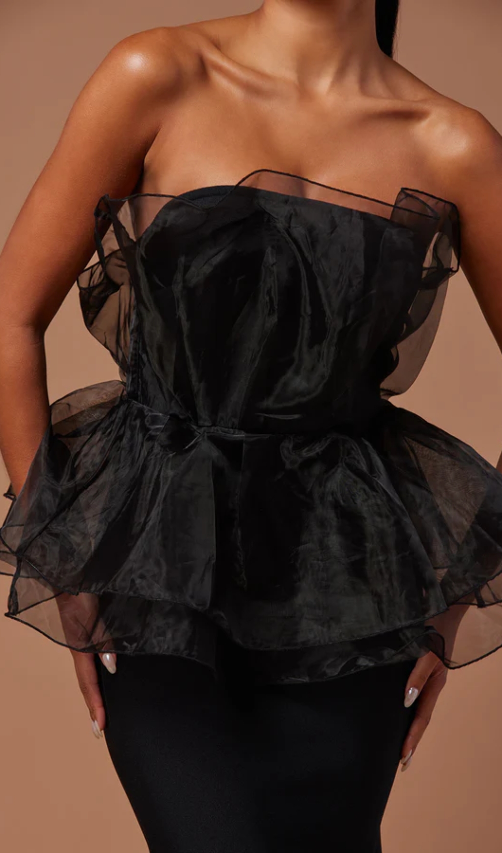 49a03b98156f216b7eaa62366b52e6fc.jpg Fashionslee Women Cedrica Black Strapless Mesh Maxi Bandage Dress