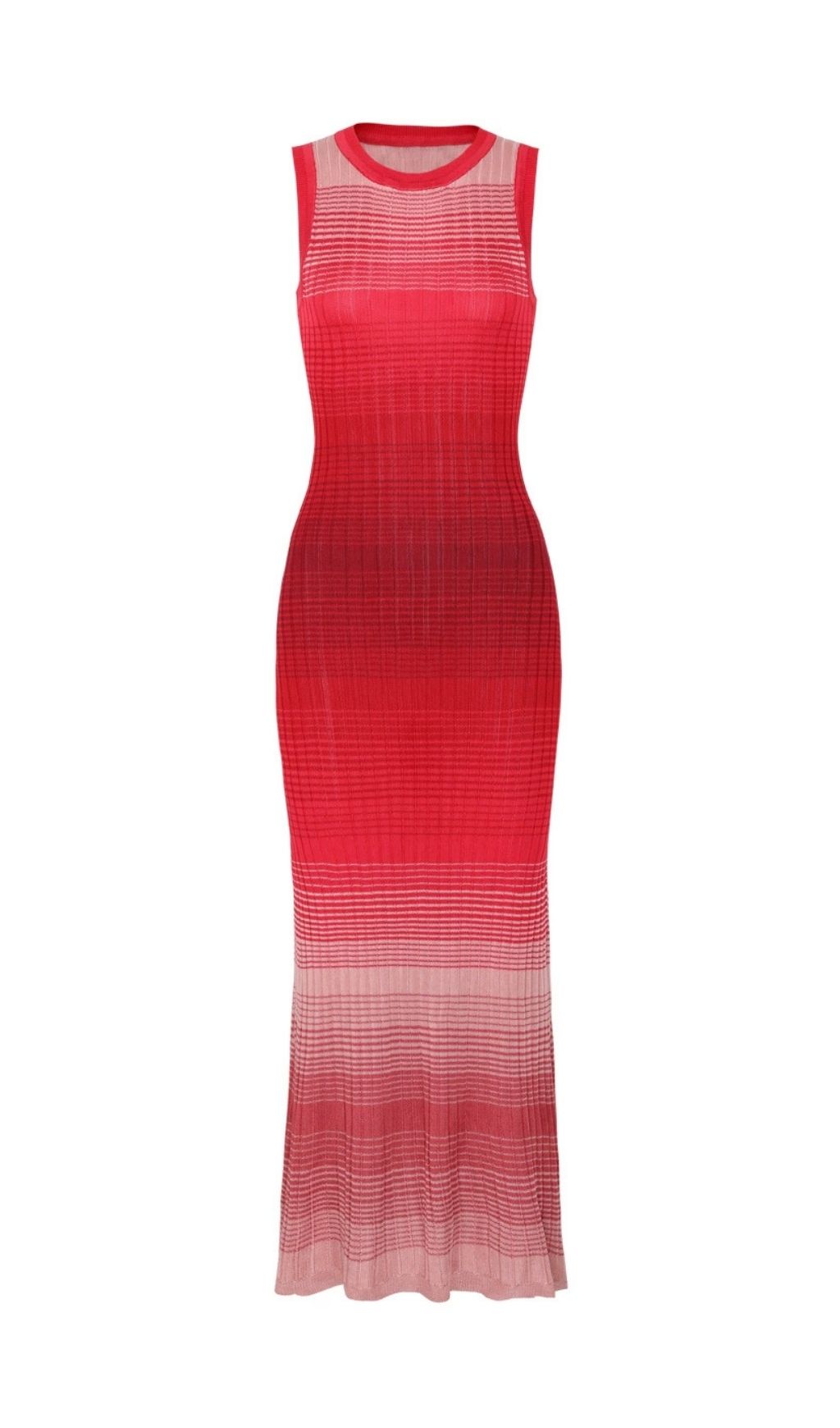 Fashionslee Women Tie-Dye Knitted Maxi Dress In Red