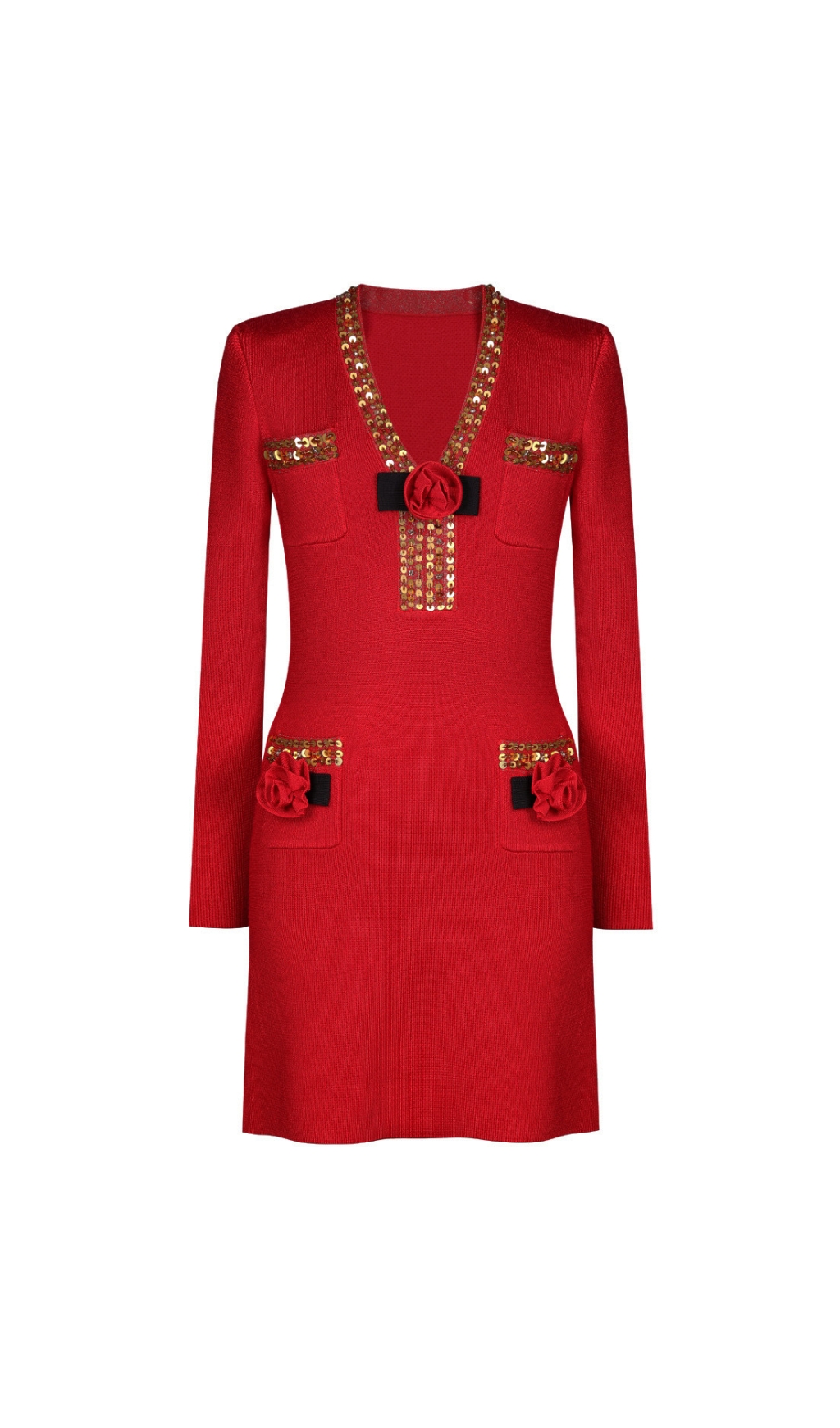 Fashionslee Women Emilie Long Sleeve Flower Mini Dress