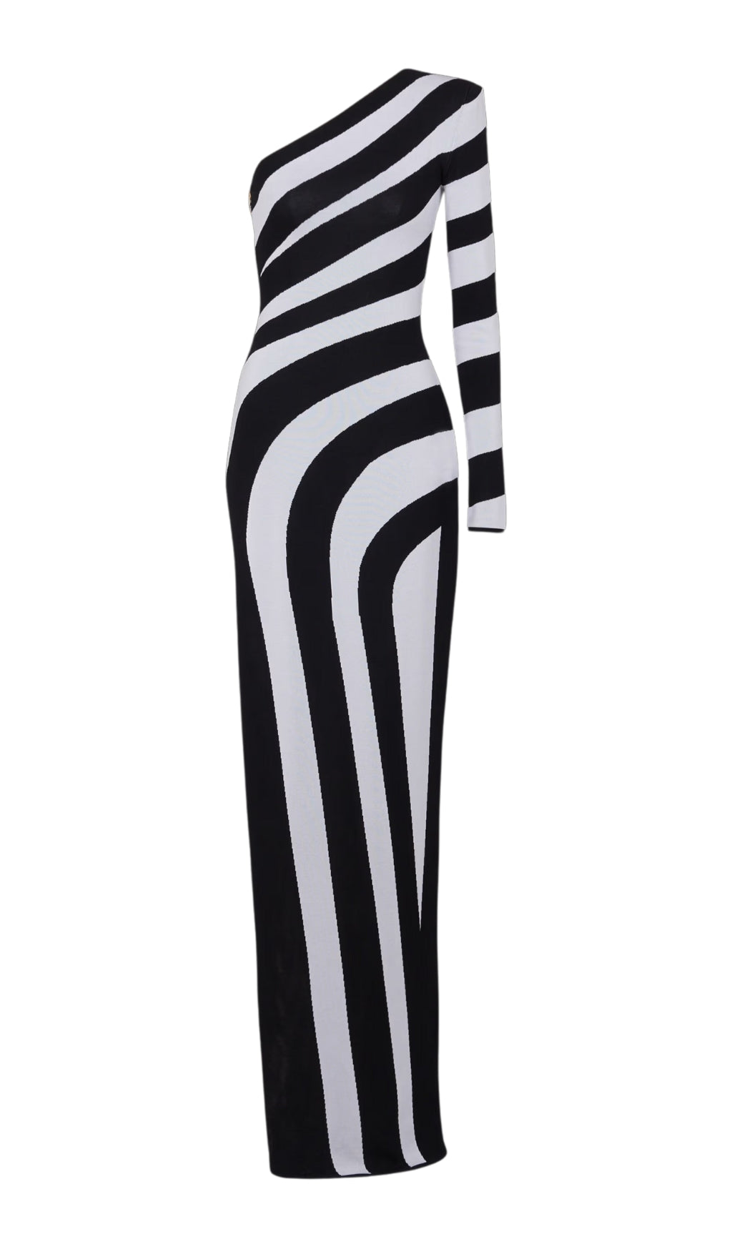 Fashionslee Women Bessie Long Asymmetrical Striped Bandage Dress