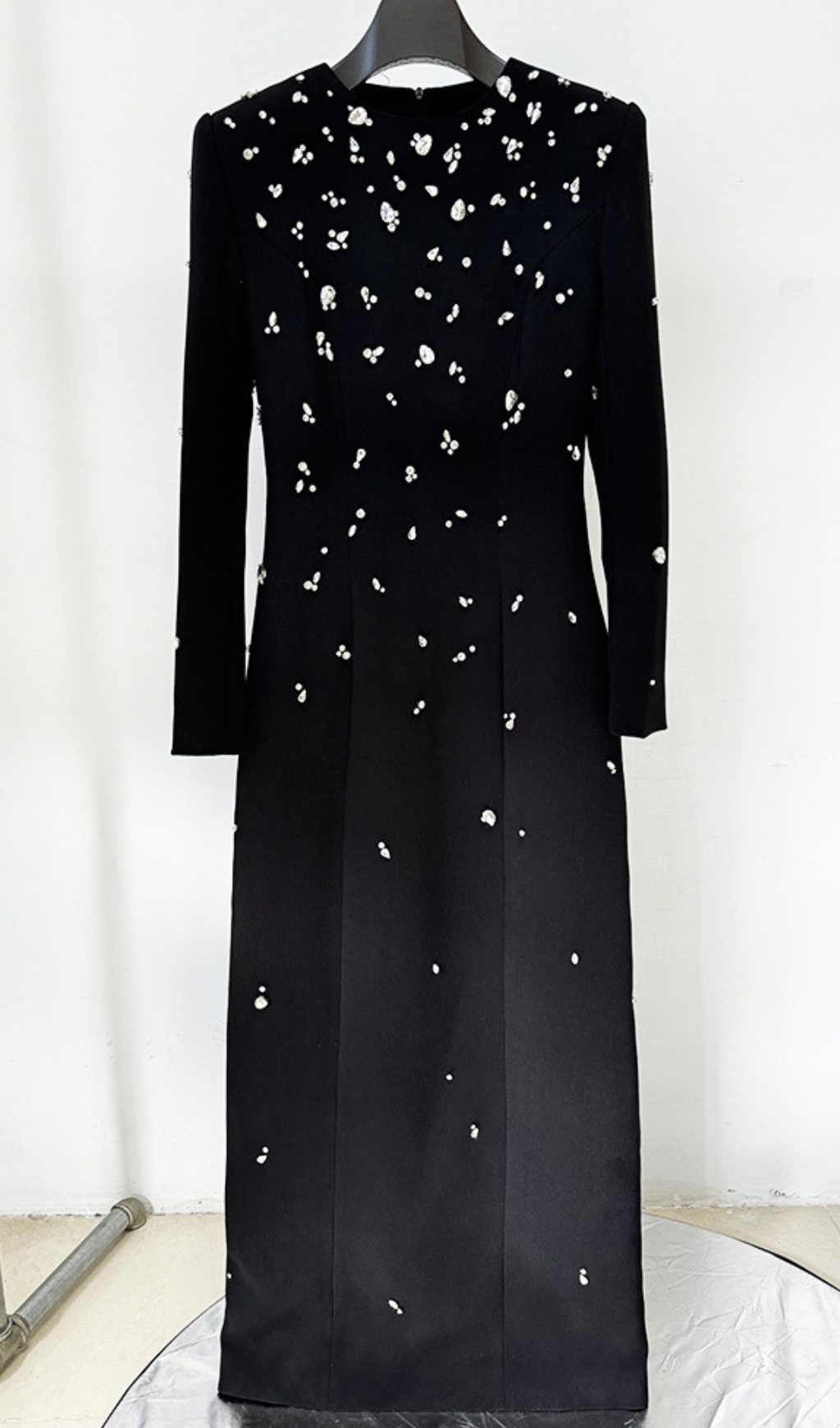 Fashionslee Women Chasen Black Crystal Embellished Maxi Dress