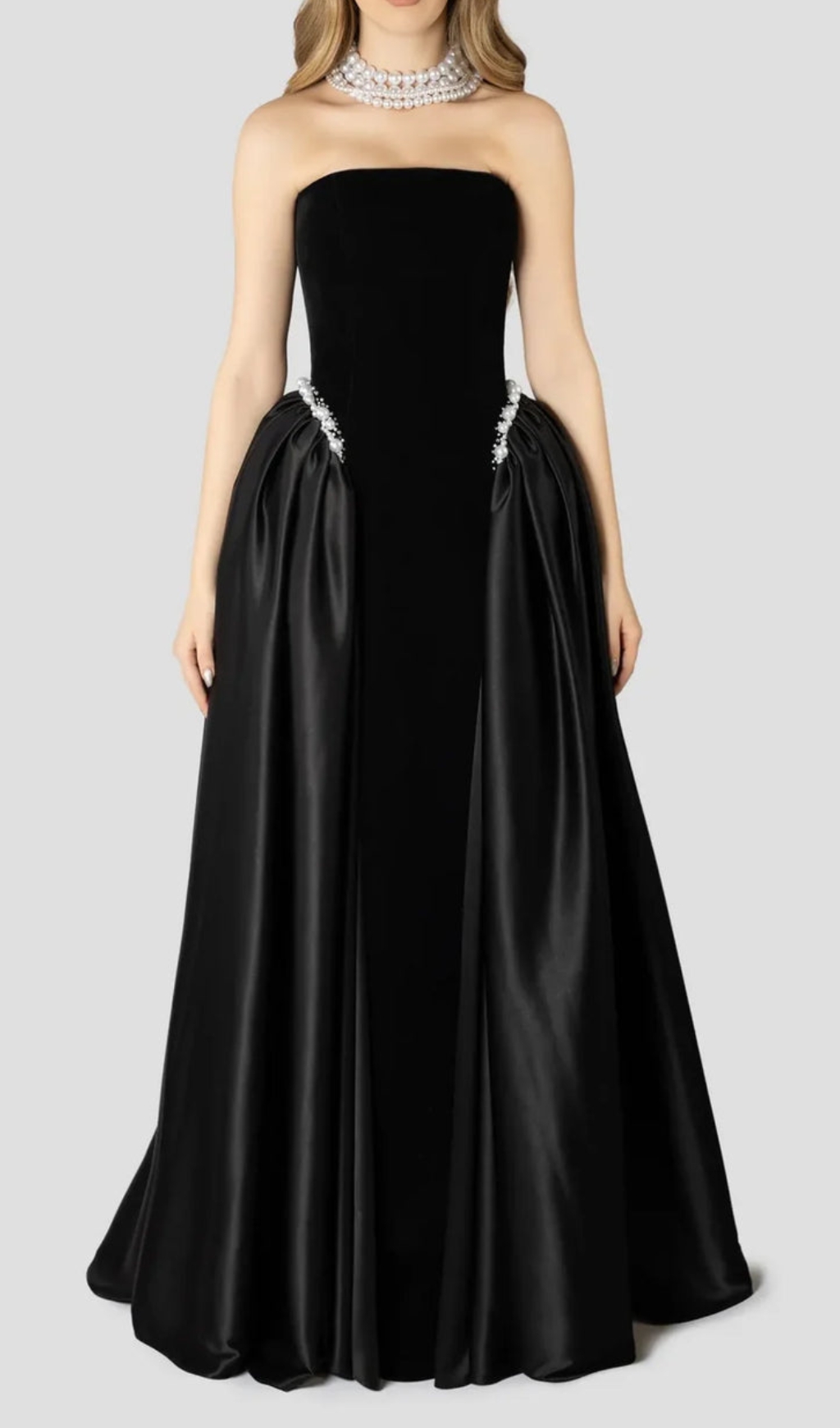 Fashionslee Women Diva Black Strapless Maxi Dress