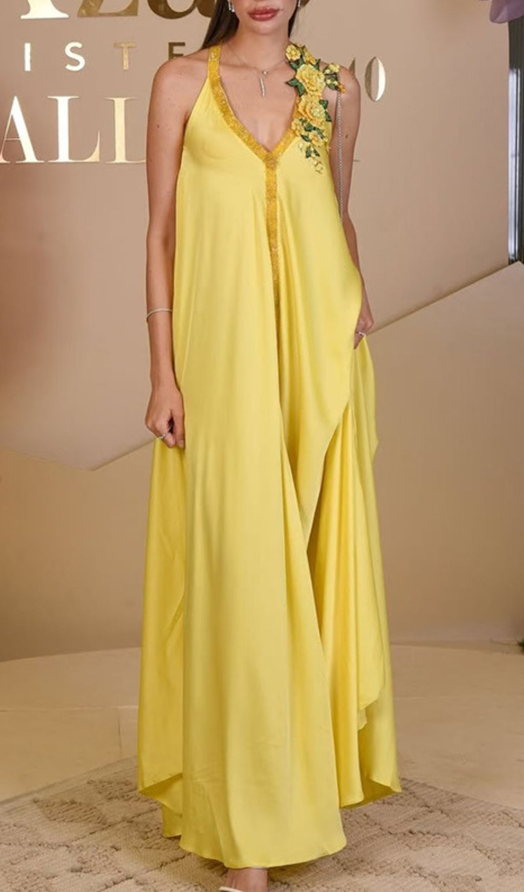 Fashionslee Women Inge Strappy Flower Maxi Dress