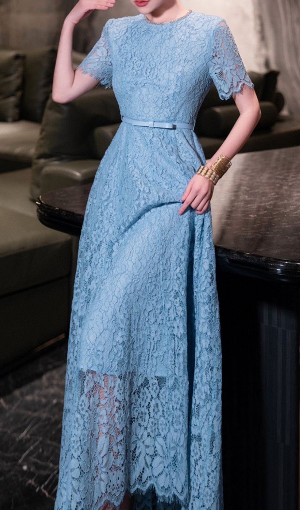 4a07b9549fa1740c984c172106d87dbc.jpg Fashionslee Women Hilary Blue Lace Midi Dress