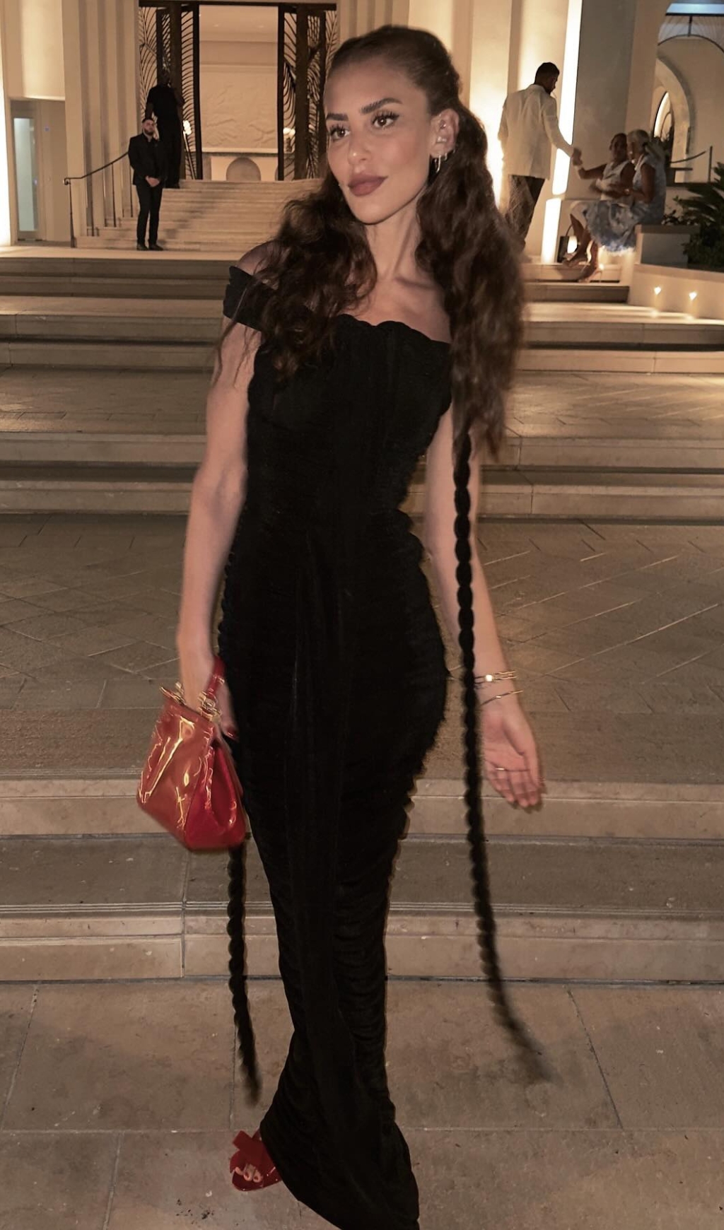 4a27e6ad91ca906b5597f6ad25344516.jpg Fashionslee Women Buddug Black Bardot Ruched Maxi Dress