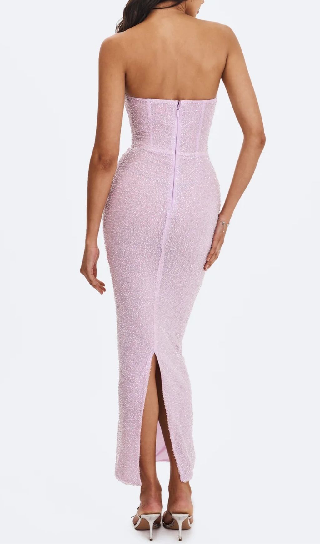 Fashionslee Women Kerrigan Pink Strapless Sequin Maxi Dress