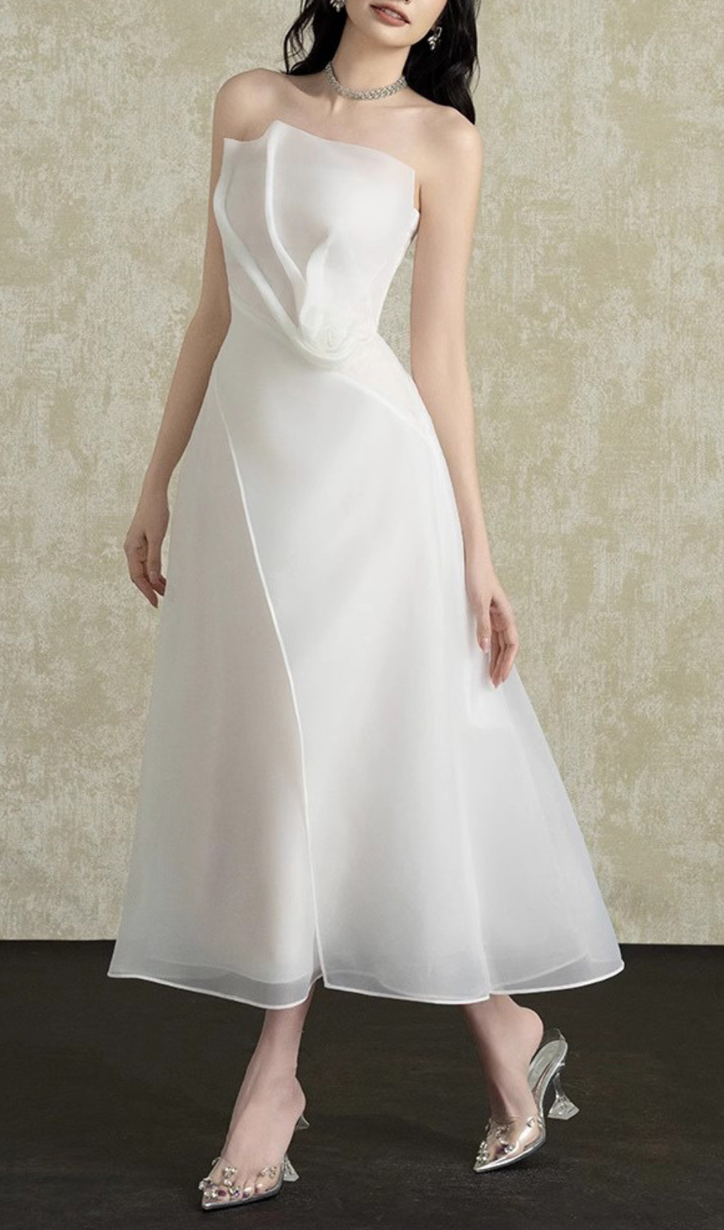 TRENDING WHITE STRAPLESS MIDI DRESS - OWNCI TRENDING WHITE STRAPLESS MIDI DRESS - OWNCI