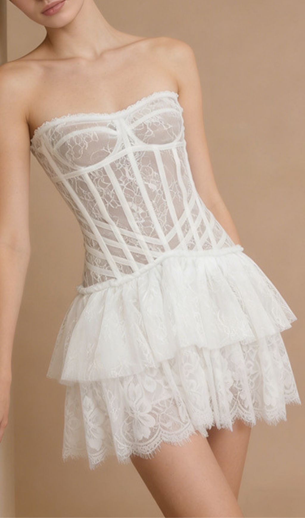 4a669138be9f41f911f4540750f9d613.jpg Fashionslee Women Keona Strapless Lace Mini Dress