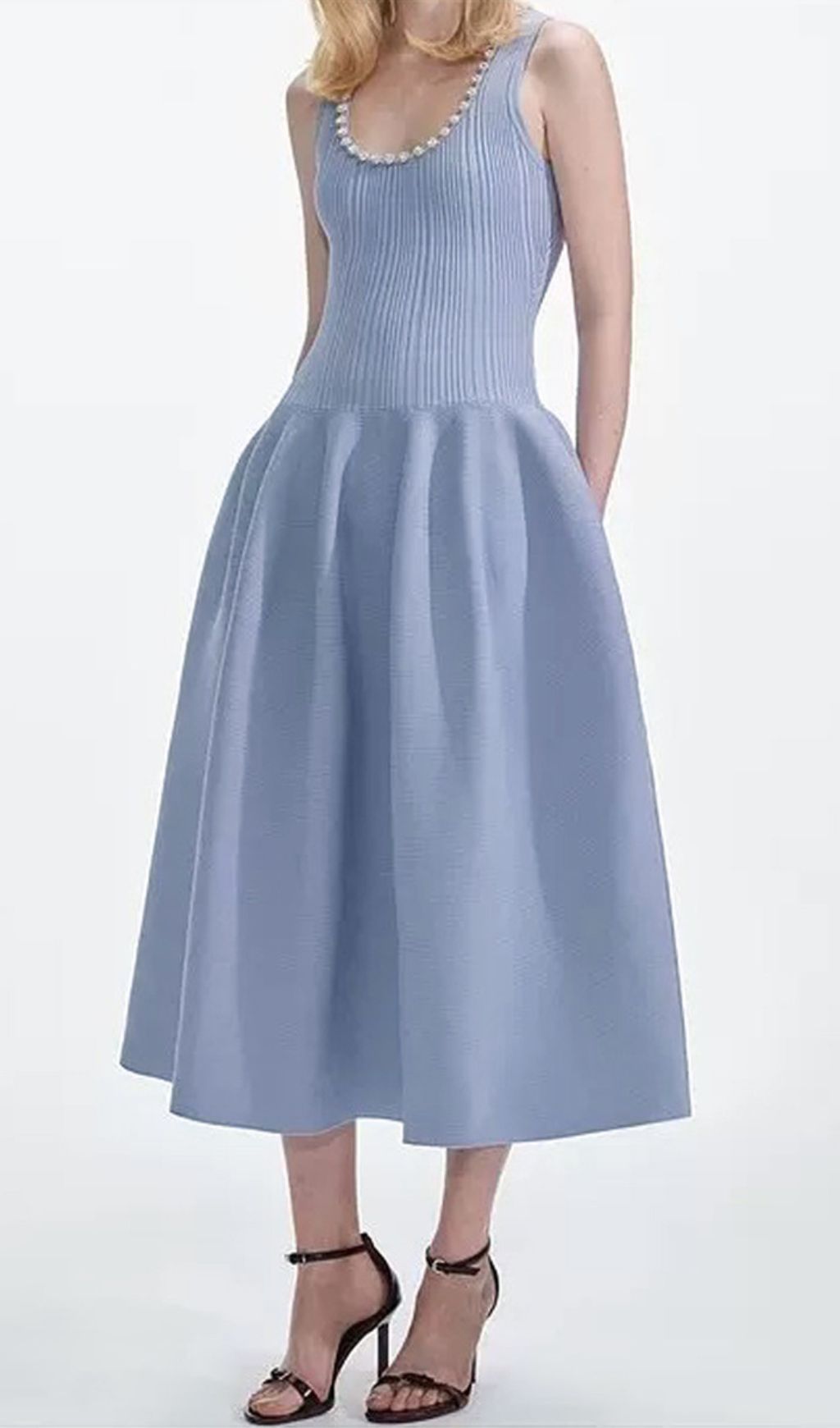 Fashionslee Women Faustine Knit Diamond Sleeveless Midi Dress