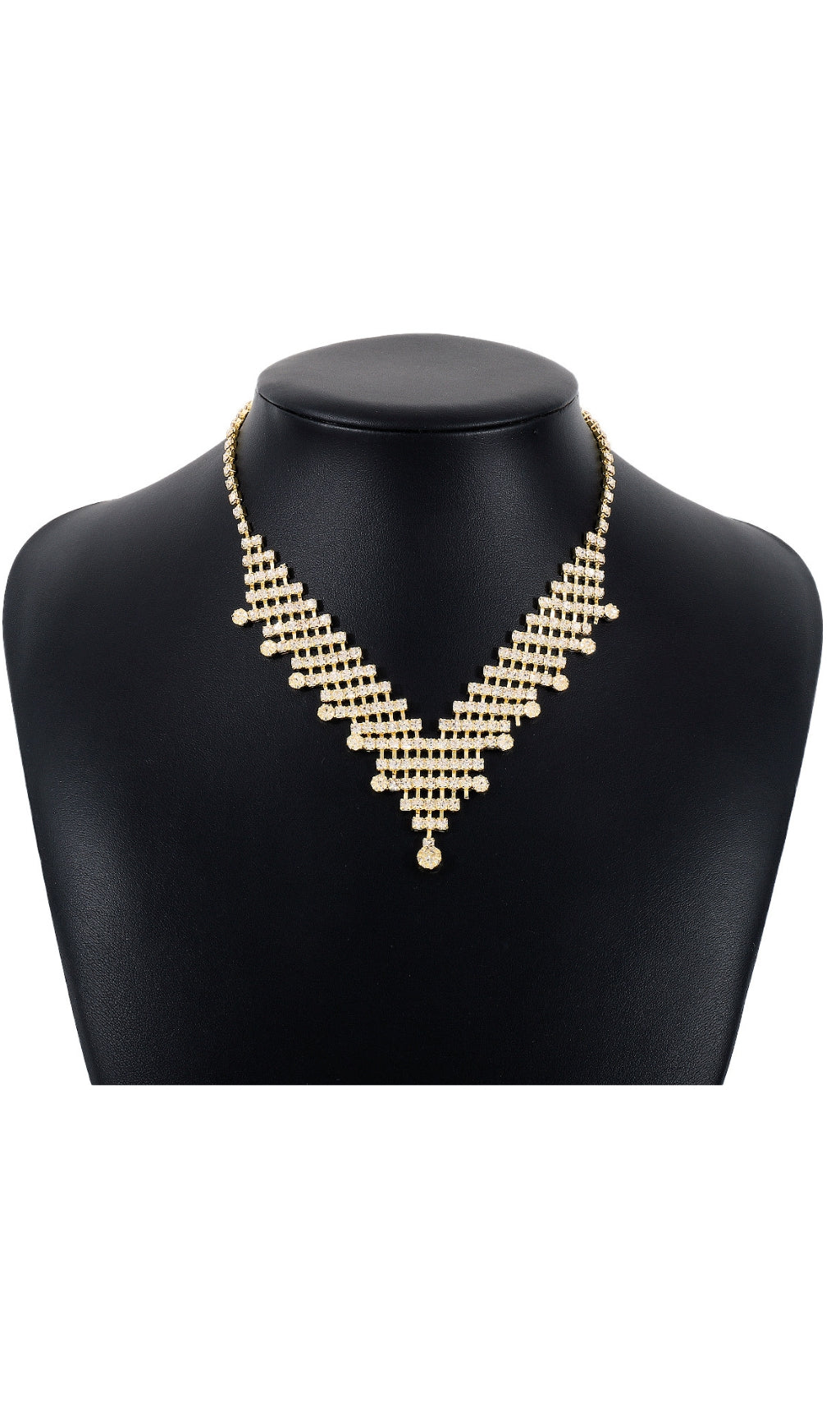 4ab8220f9cc950d0cd494540d2803b47.jpeg Fashionslee Women Gold Rhinestone V-Shaped Necklace