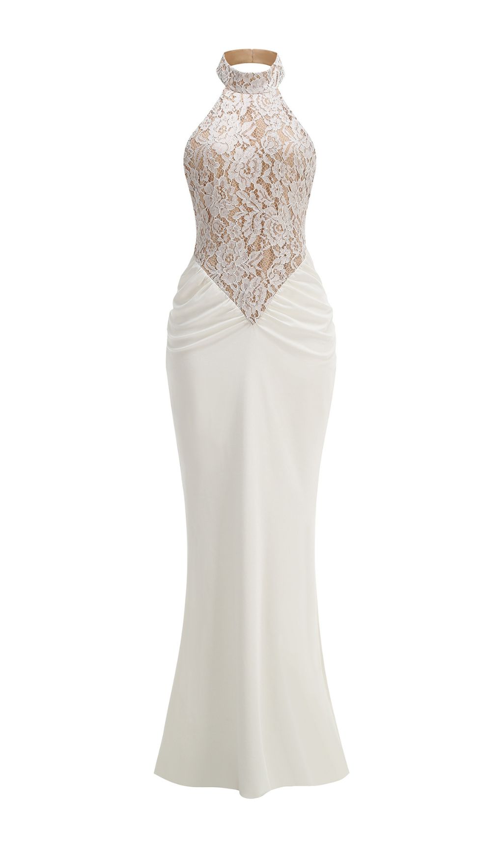 4abadf61e764387fcfd323b17dcc22a3.jpg Fashionslee Women Halina White Halter Lace Maxi Dress