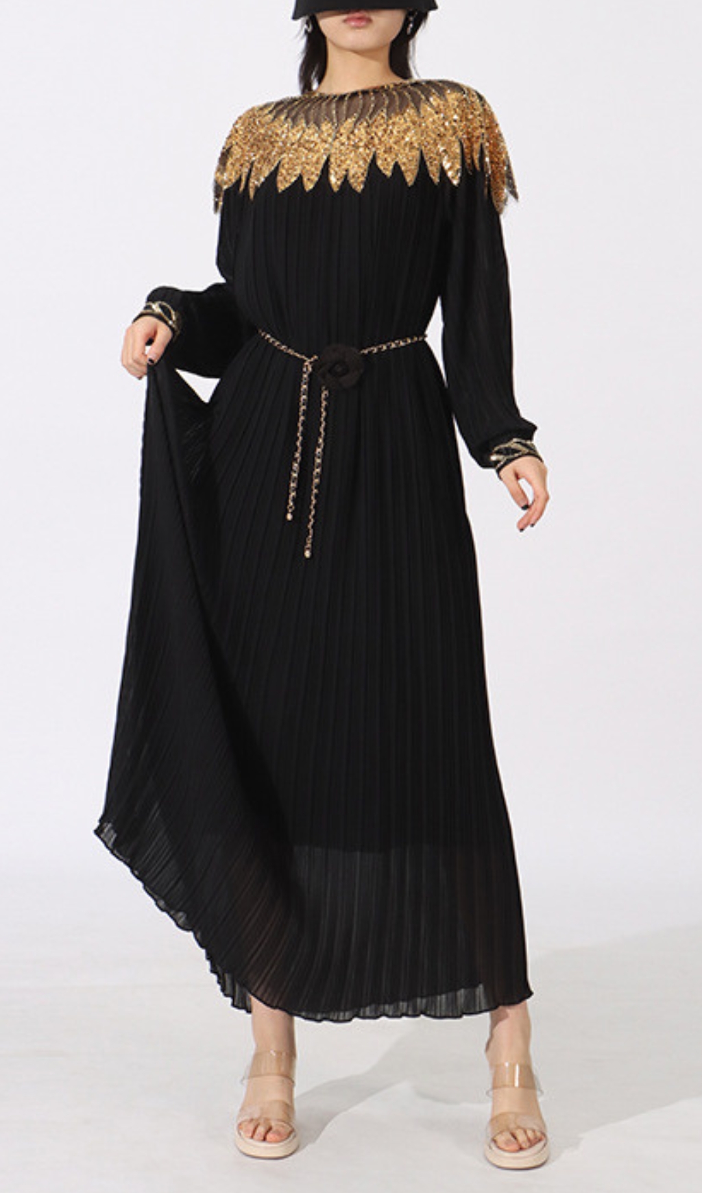 4aea4d8a89df1a9b511443fdb9214dc4.jpg Fashionslee Women Emiliya Black Sequin Long Sleeve Maxi Dress