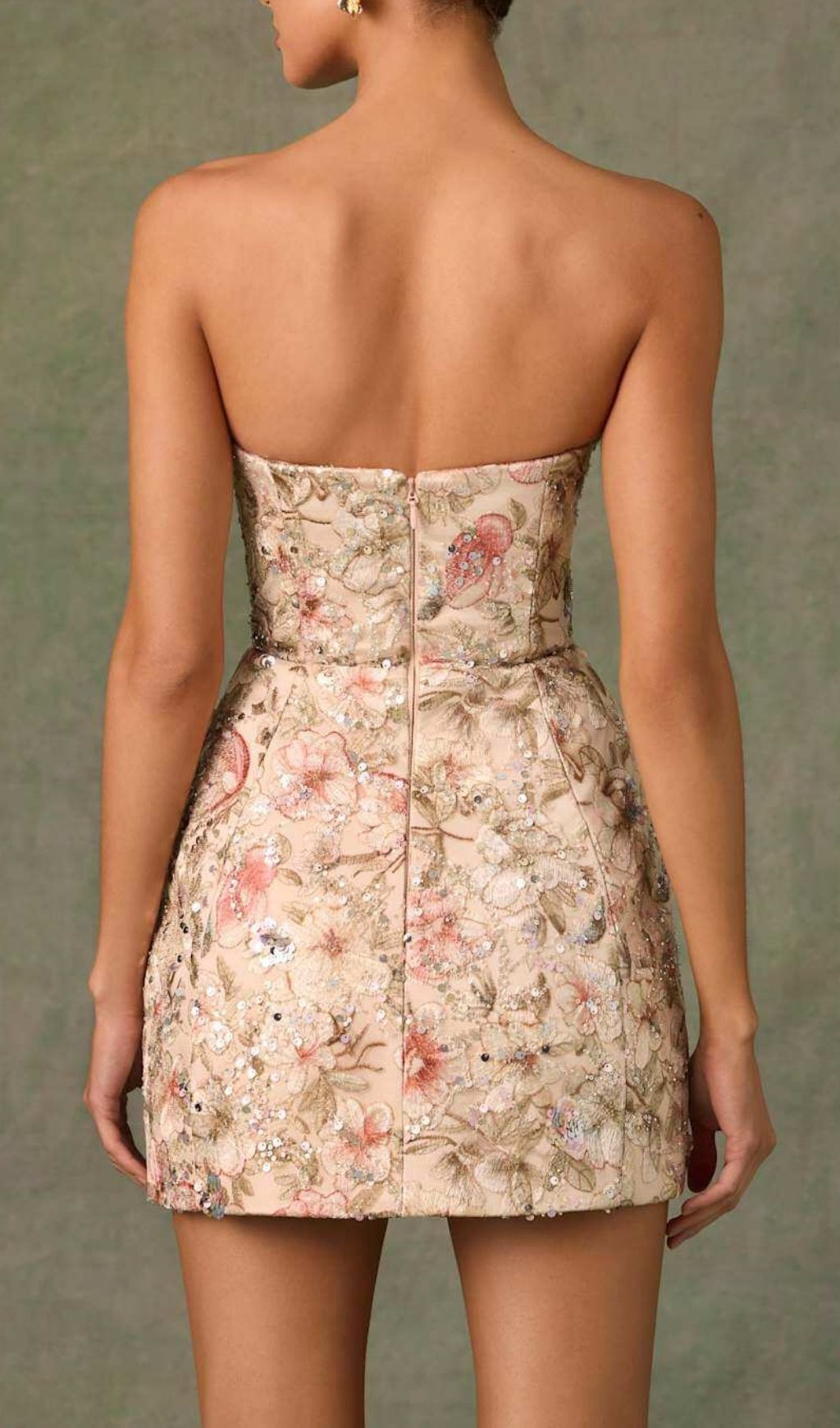 Fashionslee Women Kris Strapless Flower Sequin Mini Dress