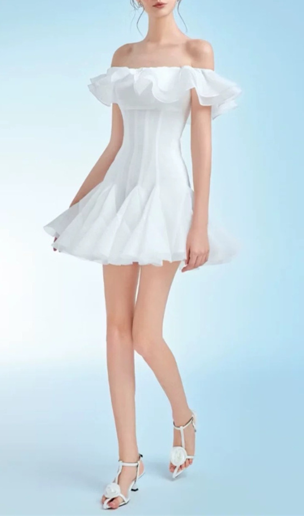 VINTAGE RUFFLE OFF-SHOULDER MINI DRESS - OWNCI VINTAGE RUFFLE OFF-SHOULDER MINI DRESS - OWNCI