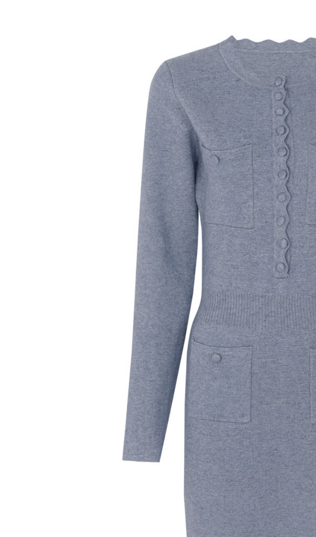Fashionslee Women Kartier Grey Long Sleeve Knit Mini Dress