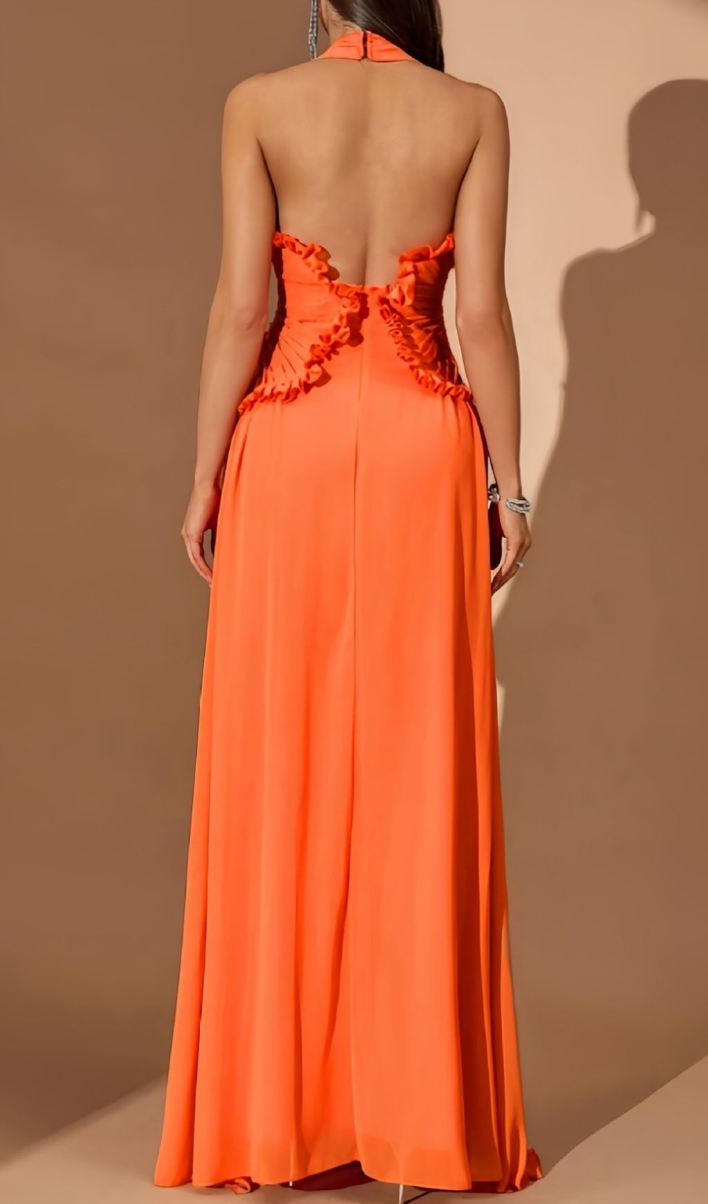 Fashionslee Women Kallisto Halter Pleated Maxi Dress