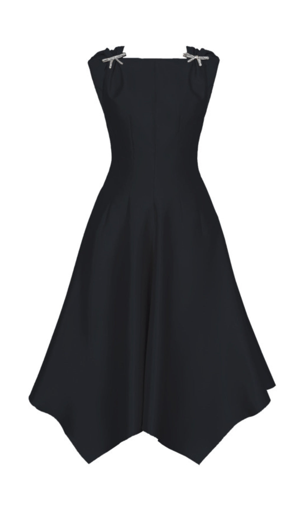 Fashionslee Women Black Butterfly Sleeveless High Waist Irregular Swing Midi Dress