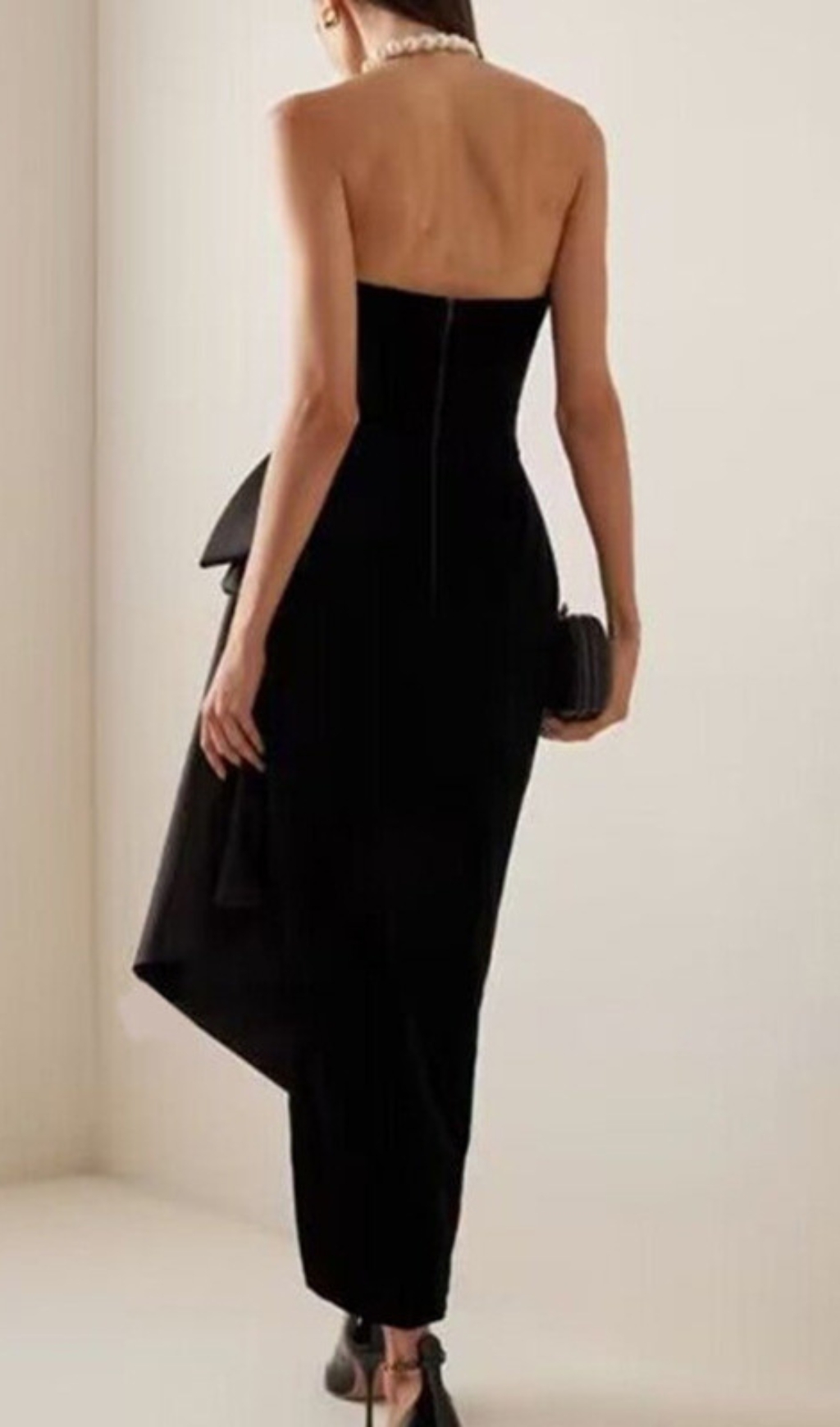 Fashionslee Women Desdra Black Strapless Bowknot Maxi Dress