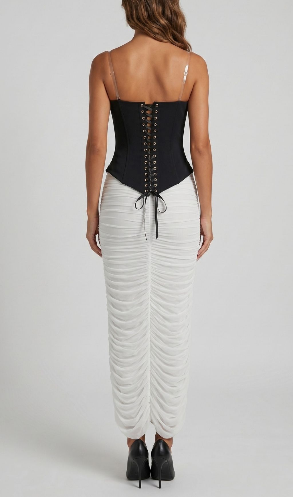 Fashionslee Women Kikuko Diamante Top & Ruched Maxi Skirt