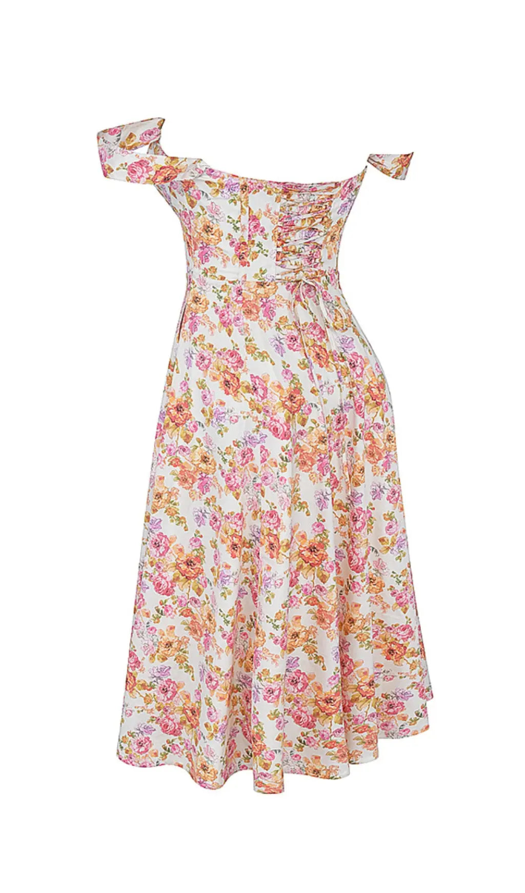 Fashionslee Women Ivory Floral Midi Sundress