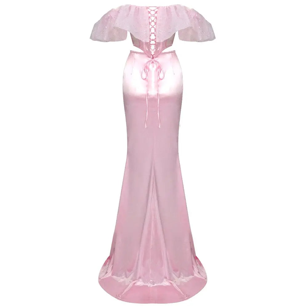 4c3da144048893aef038ae56415a0737.jpeg Fashionslee Women Lace Satin Maxi Dress In Pink