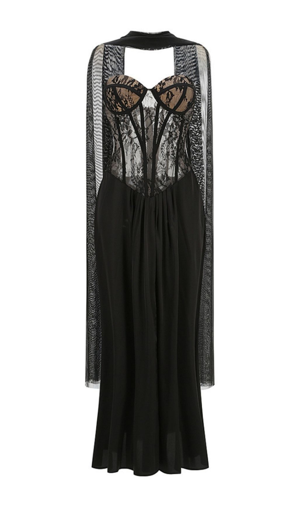 4c3e188c634a7a184eb0e8f7fbc12b5e.jpg Fashionslee Women Kalei Black Lace Corset Mesh Maxi Dress