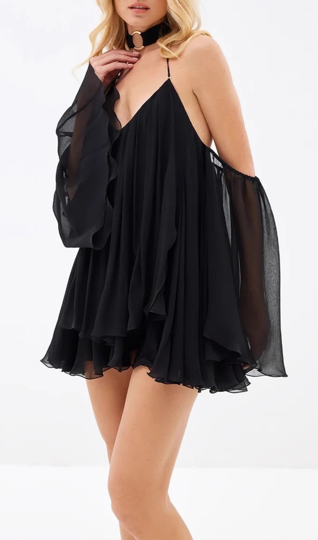 Fashionslee Women Karyn Black Halter Mini Dress