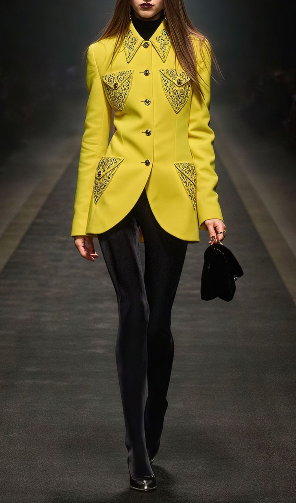 Fashionslee Women Howie Yellow Embellished Blazer