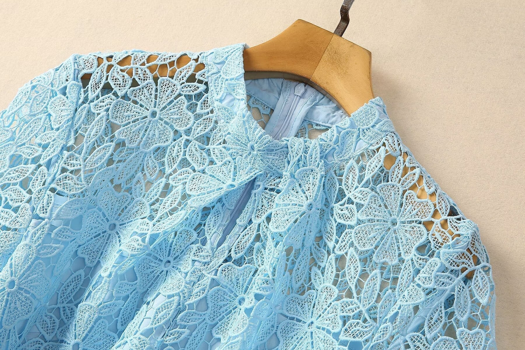 Fashionslee Women Ariah Blue Lace A Line Midi Dress