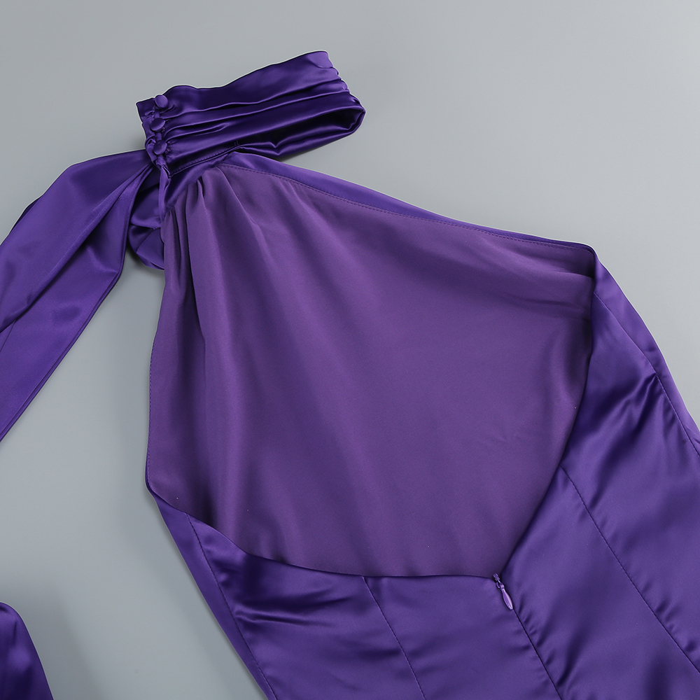 4cae815810f517a0302d7c113e571141.jpg Fashionslee Women Carmelo Purple Flower Halter Maxi Dress