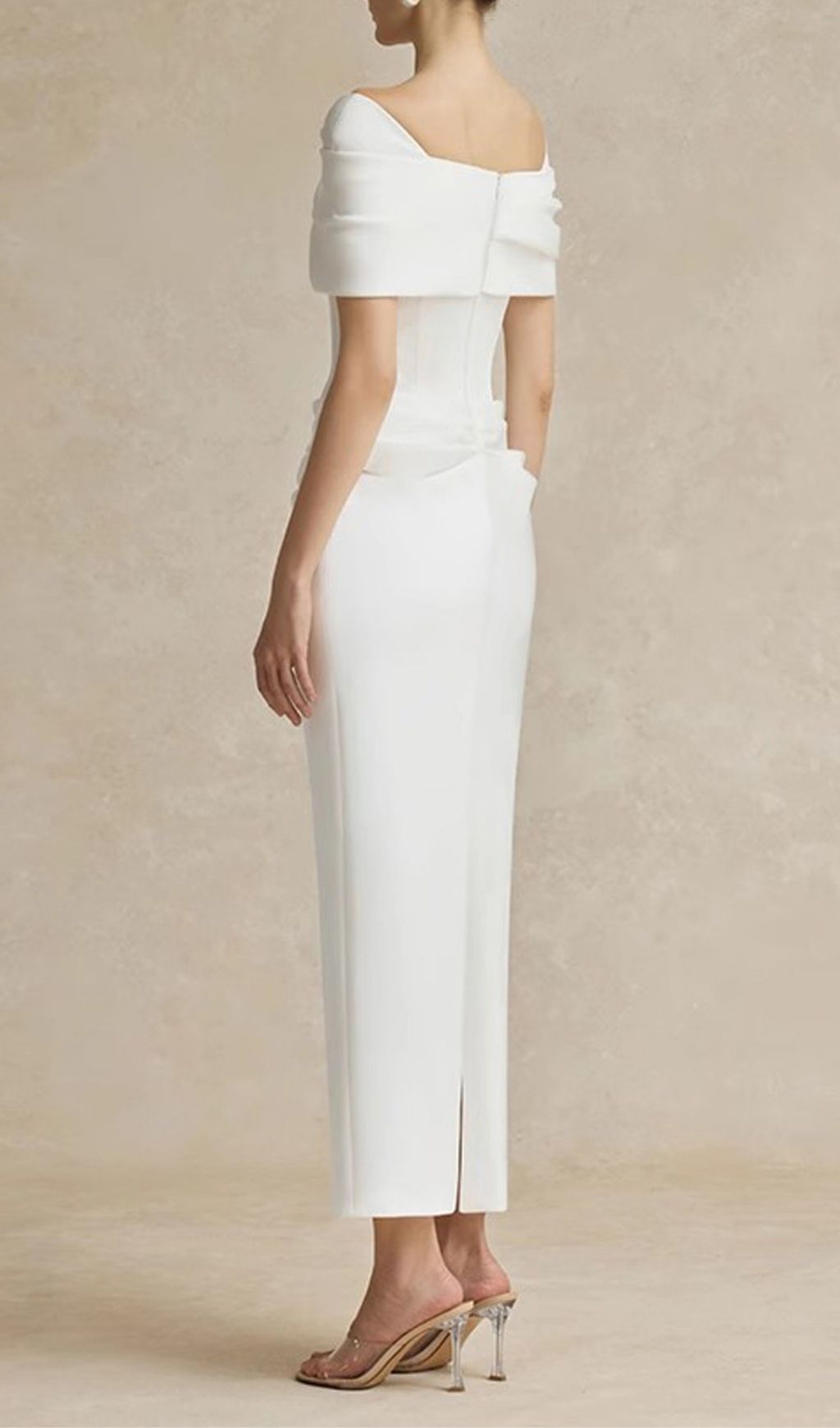Fashionslee Women Kamar White Off-Shoulder Midi Dress