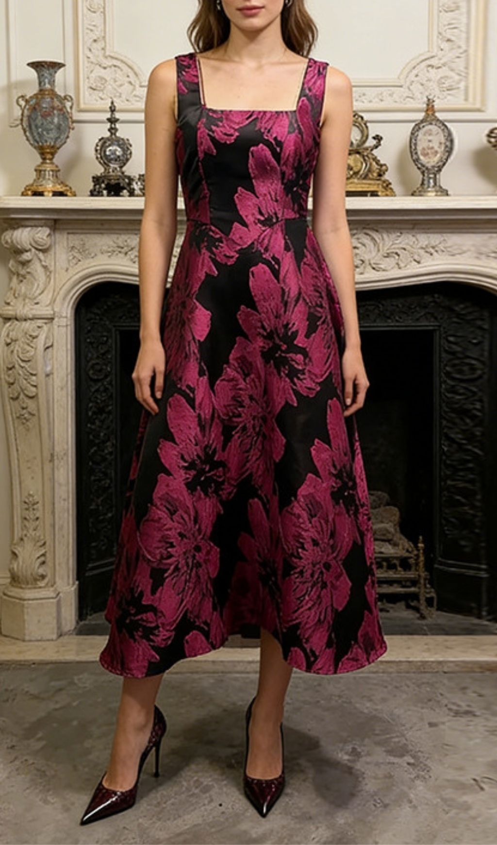 Fashionslee Women Kaniesa Strappy Flower Midi Dress