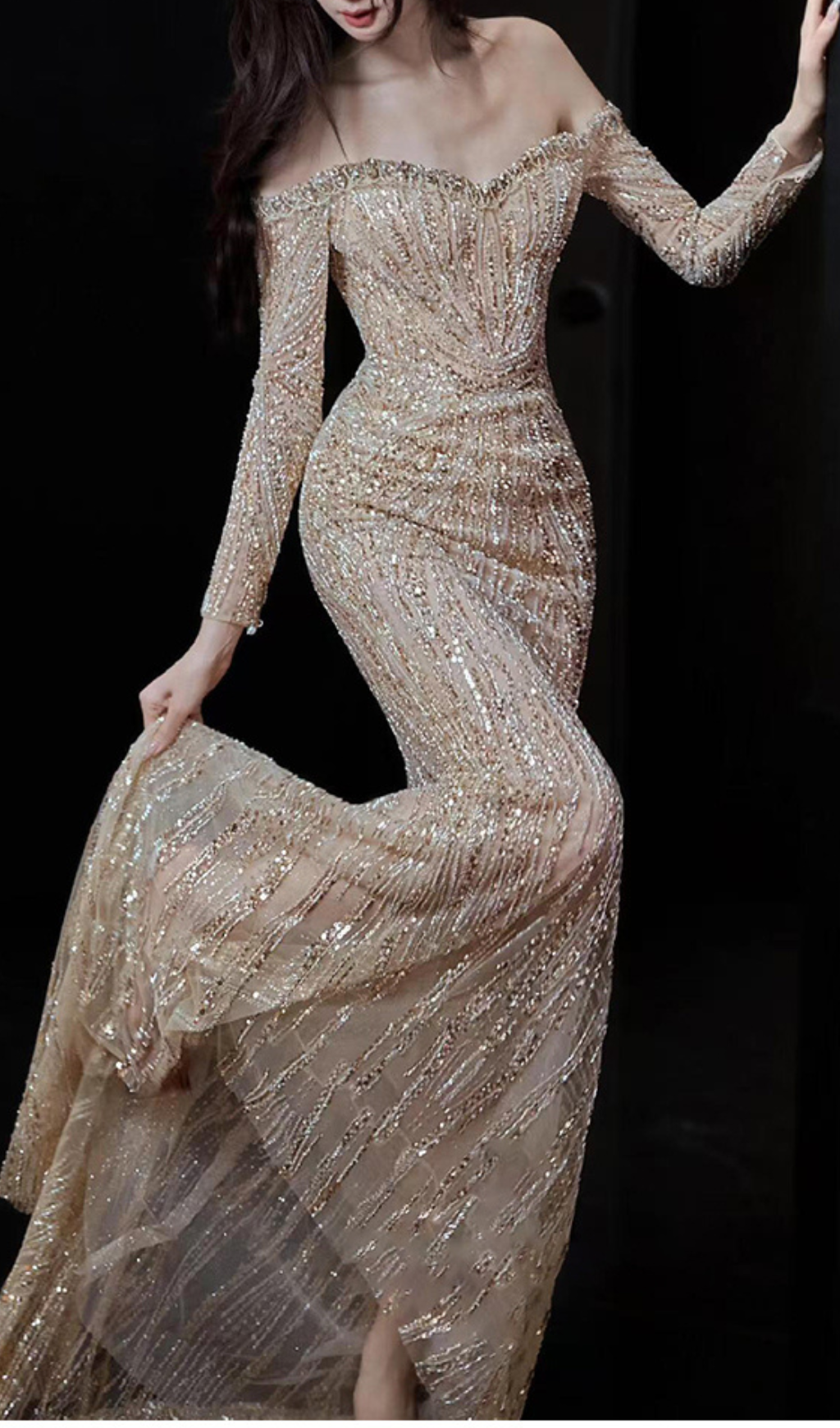 4d2e32bde78e4511a3437fc8719309f4.png Fashionslee Women Garbo Long Sleeve Sequin Maxi Dress