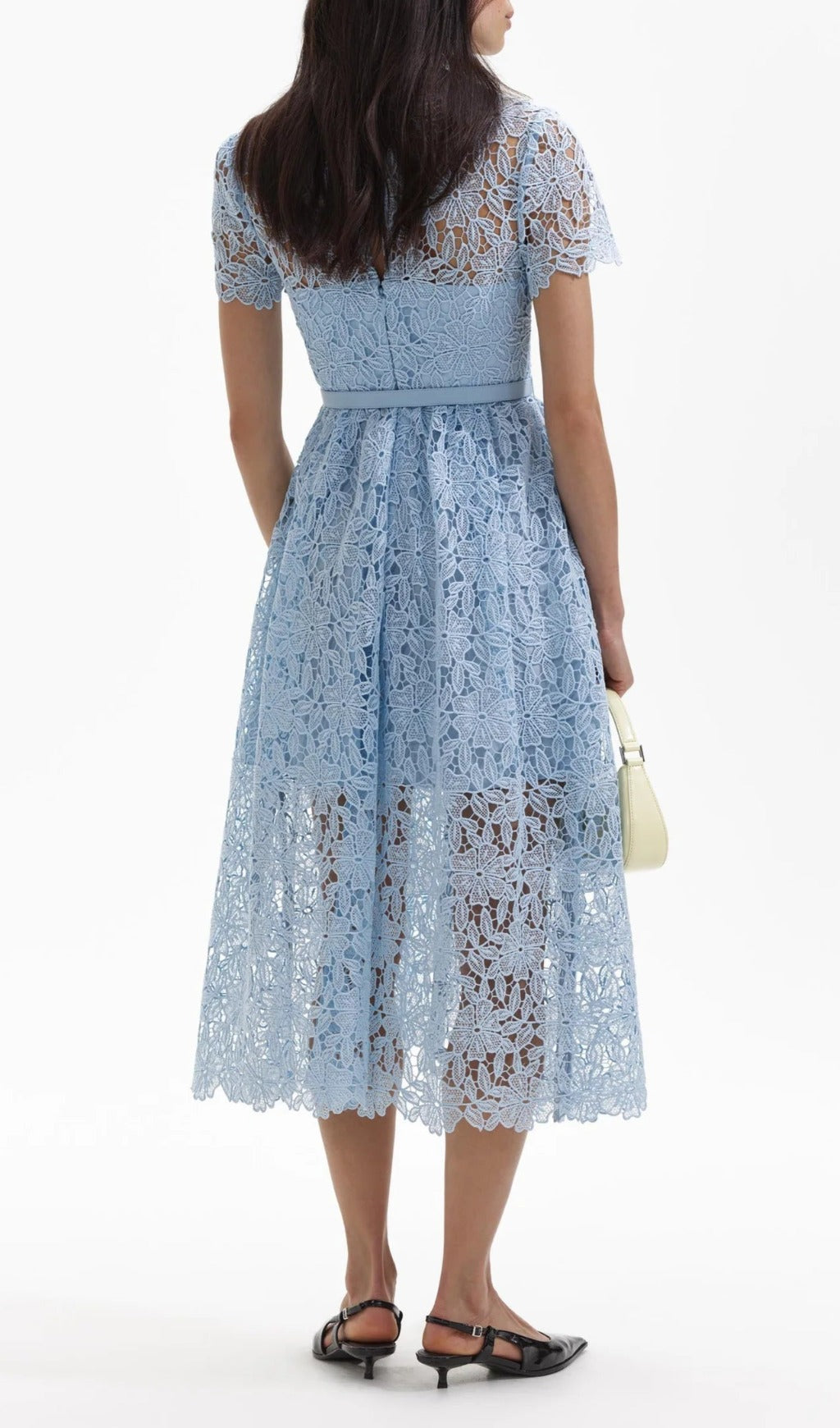 Fashionslee Women Ariah Blue Lace A Line Midi Dress