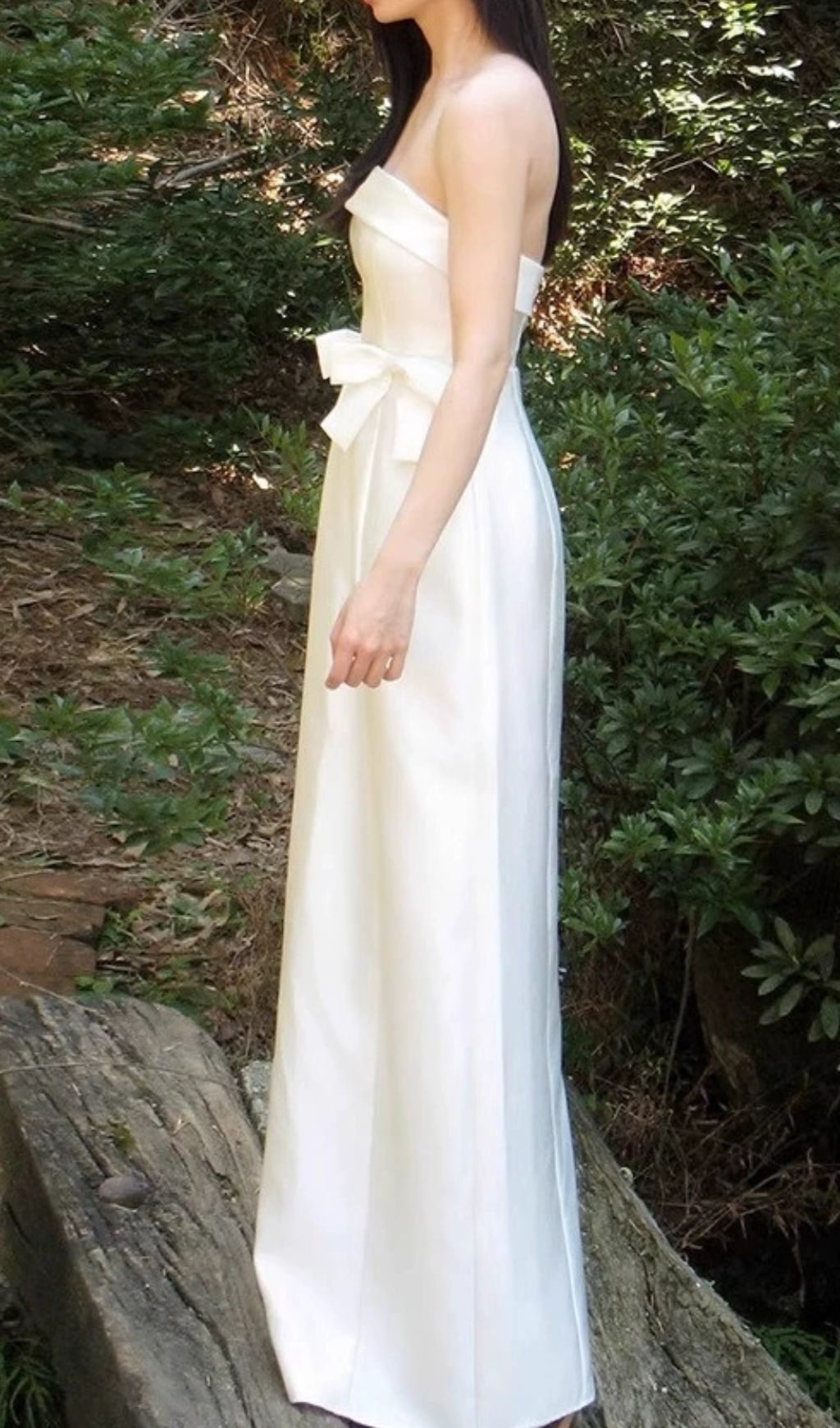 Fashionslee Women Fayruz White Strapless Bow Maxi Dress