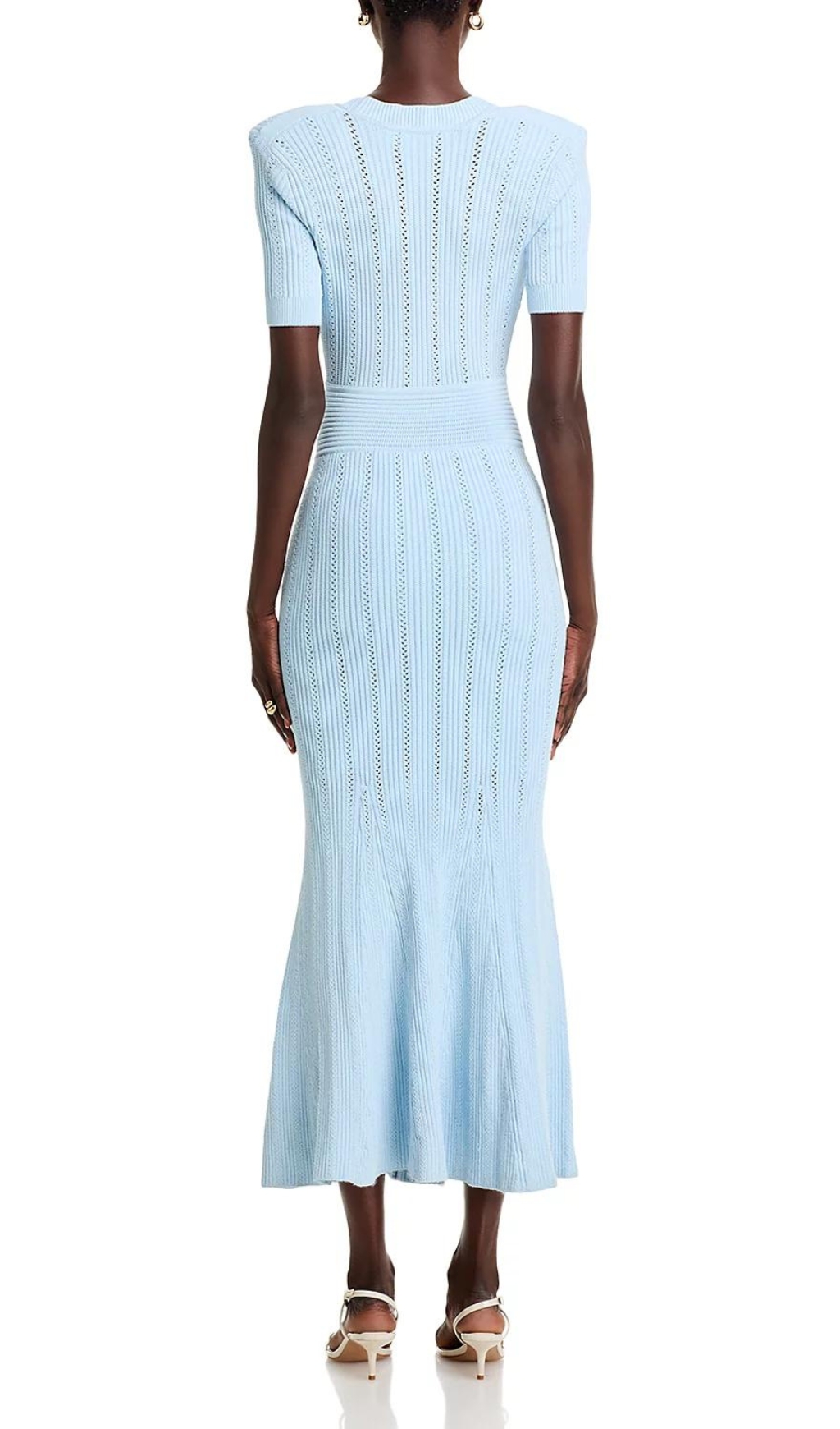 Fashionslee Women Bala Blue Pointelle Midi Dress