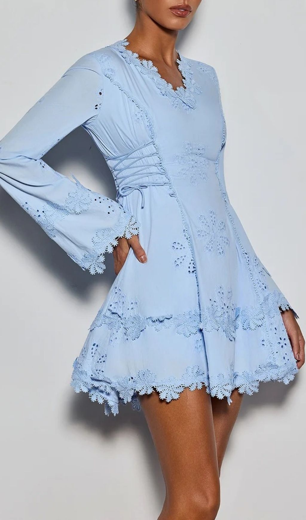 Fashionslee Women Delicia Flare Sleeve Flower Mini Dress