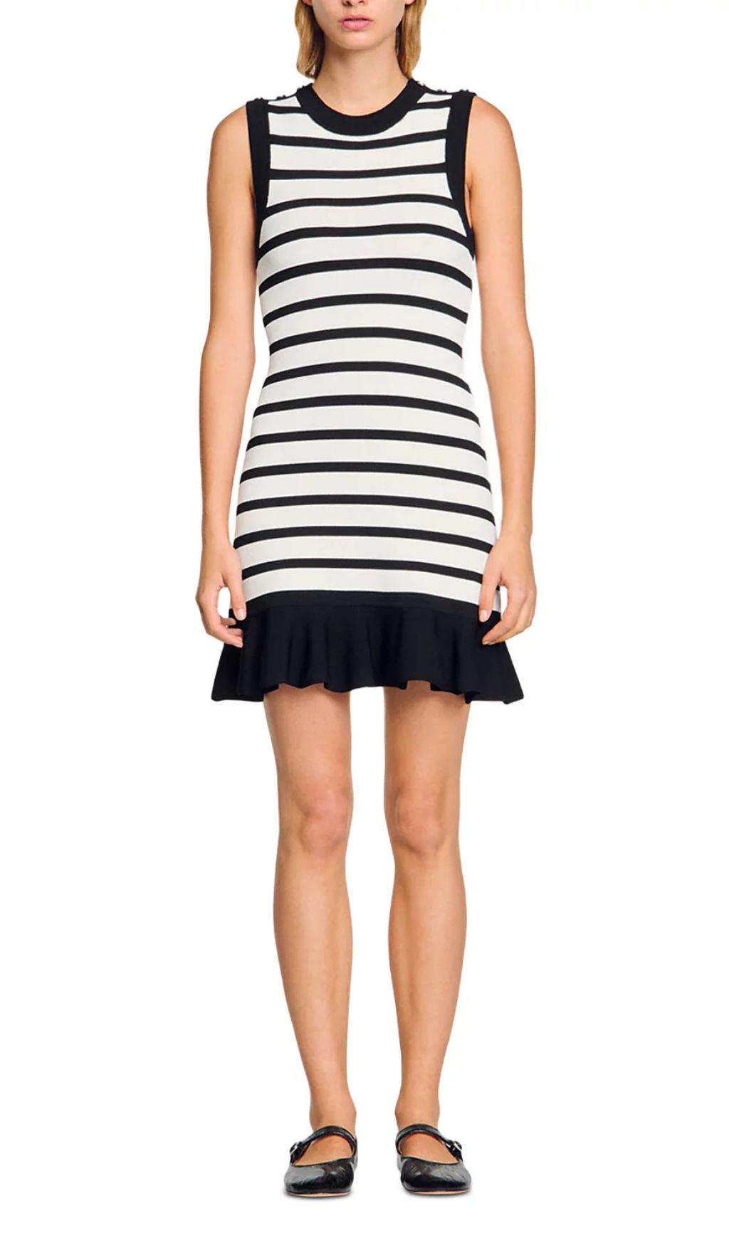 Fashionslee Women Striped Knit Short Dress