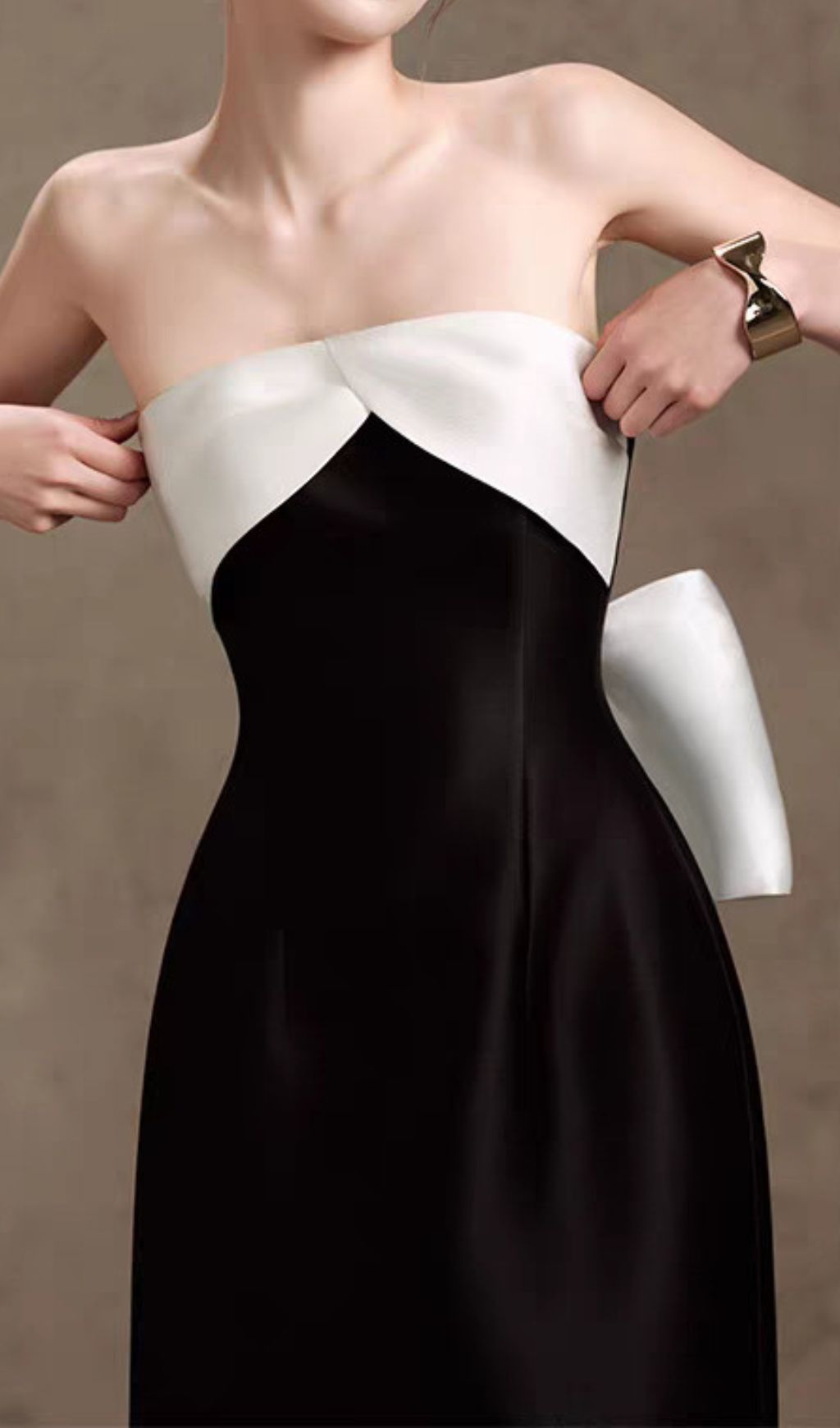 4de0b761f4af49528e70002429e3f771.jpg Fashionslee Women Hamlet Black Strapless Bow Midi Dress