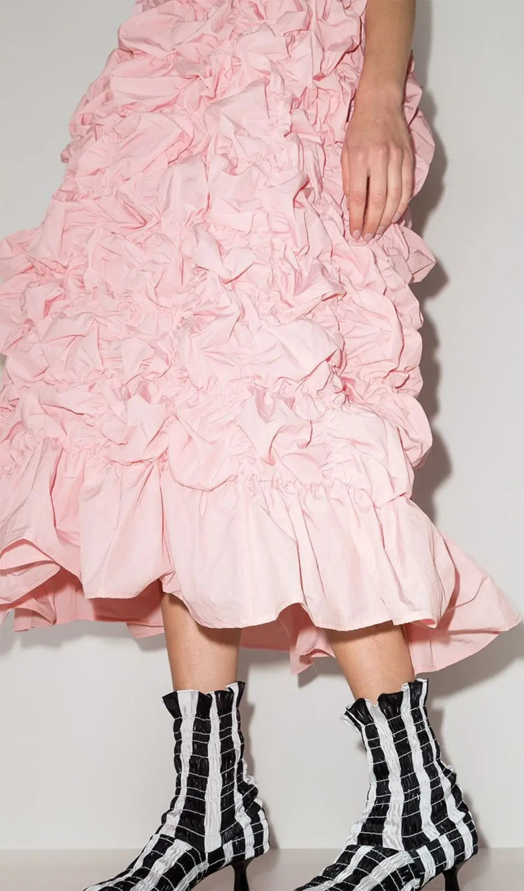 4deb5c45832cf6b4ffc301292e65f5a5.jpeg Fashionslee Women Folding Ruffled Midi Dress In Pink