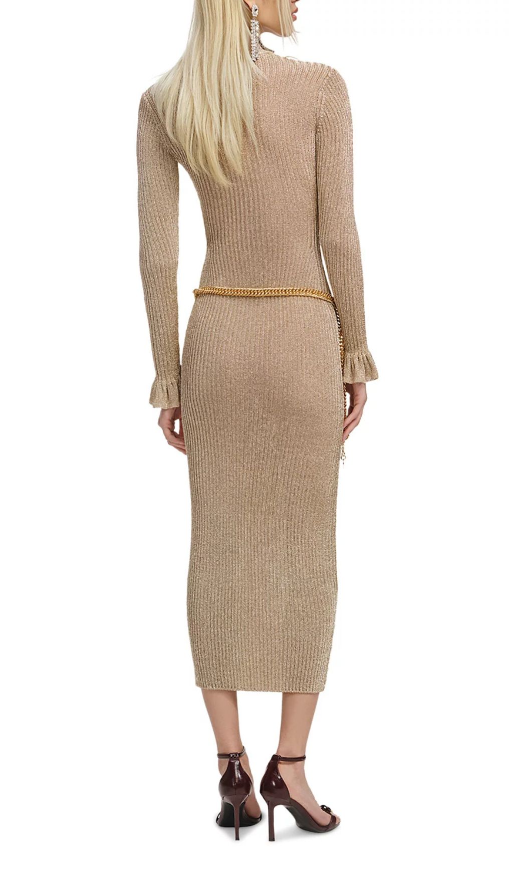 Fashionslee Women Ribbed Knit Midi Dress