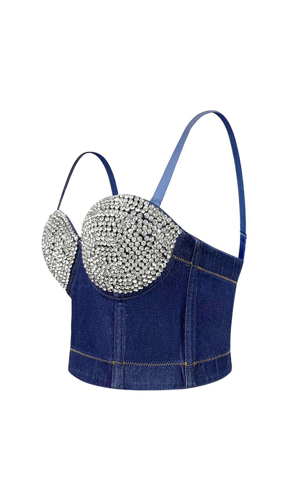 4e1095386ce1453a01855803ffaf81e3.jpeg Fashionslee Women Bustier Denim Top In Blue