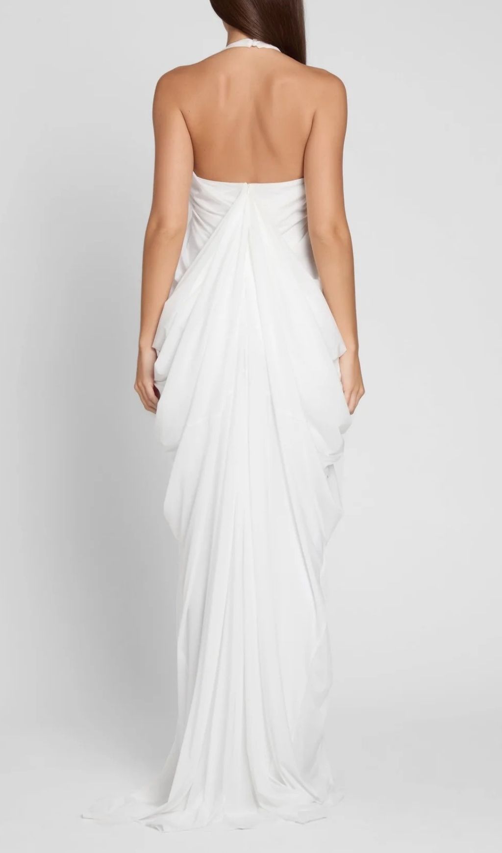 Fashionslee Women Kenza White Halter Pleated Maxi Dress