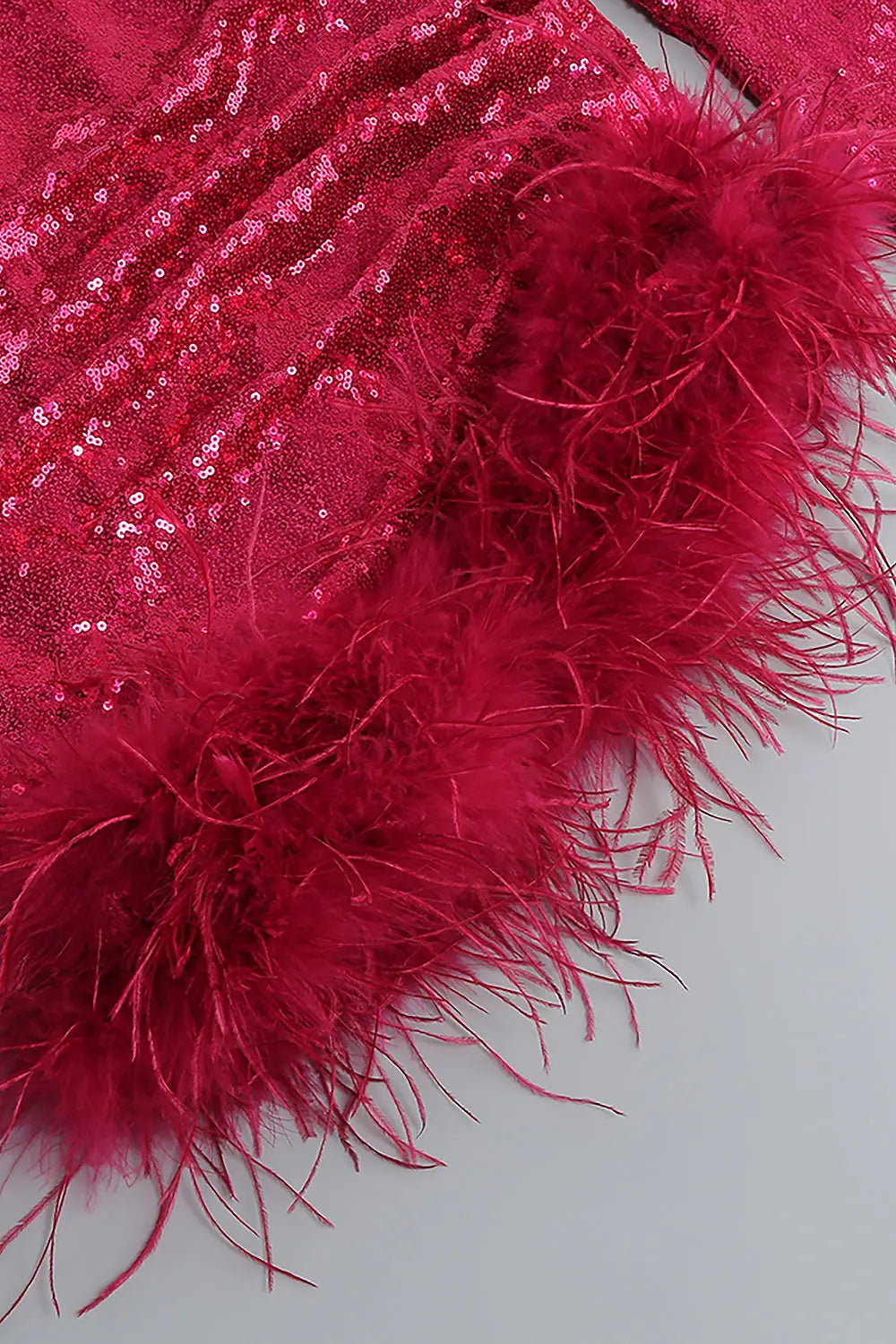 4e38711d0aecb577c37e1c56ddec8738.jpeg Fashionslee Women Sequin Feather-Trim Long Sleeve Mini Dress